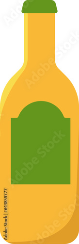 Free Download Isolated Beer Bottle Icon In Green And Yellow Color. - GFXLoad