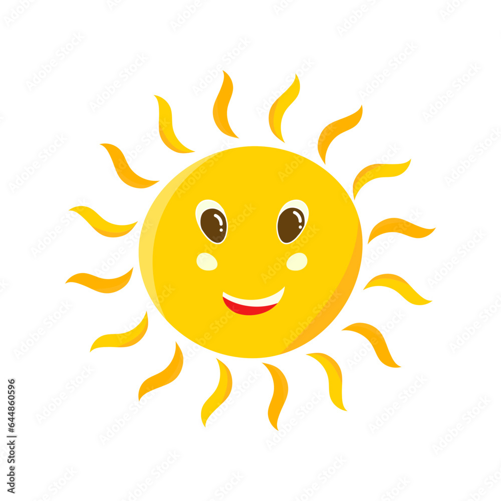 Flat Illustration Of Laughing Sun Icon.
