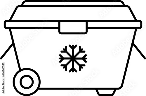 wheeled Ice Box Icon In Black Stroke.