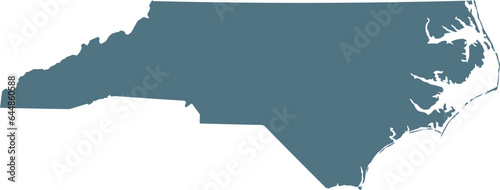Blue Map of US federal state of North Carolina
