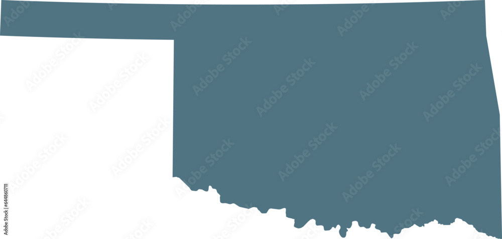 Blue Map of US federal state of Oklahoma