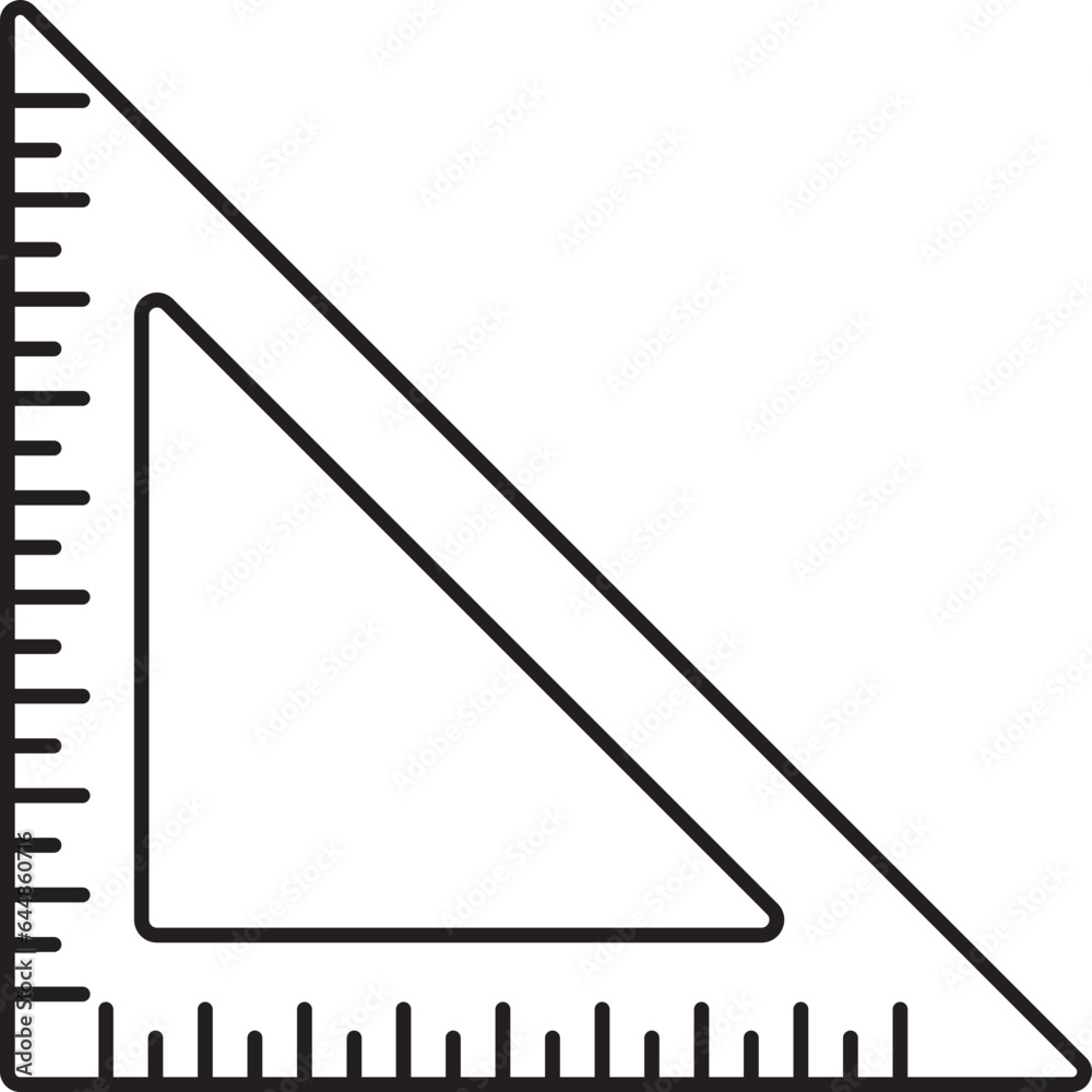 Black Linear Style Triangle Protractor Flat Icon. Black Linear Style Triangle Protractor Flat Icon.