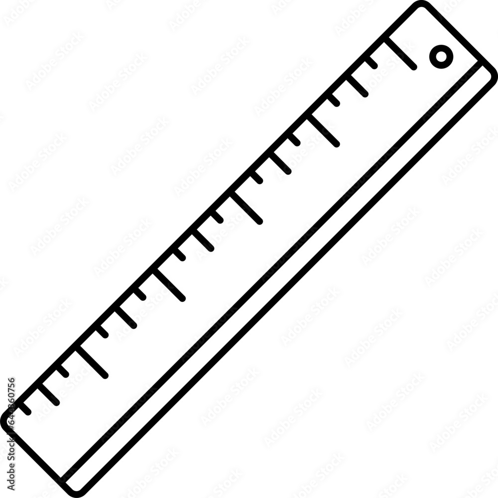 Black Linear Style Ruler Scale Icon.