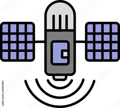 Smart Satellite Flat Icon In Grey And Purple Color.