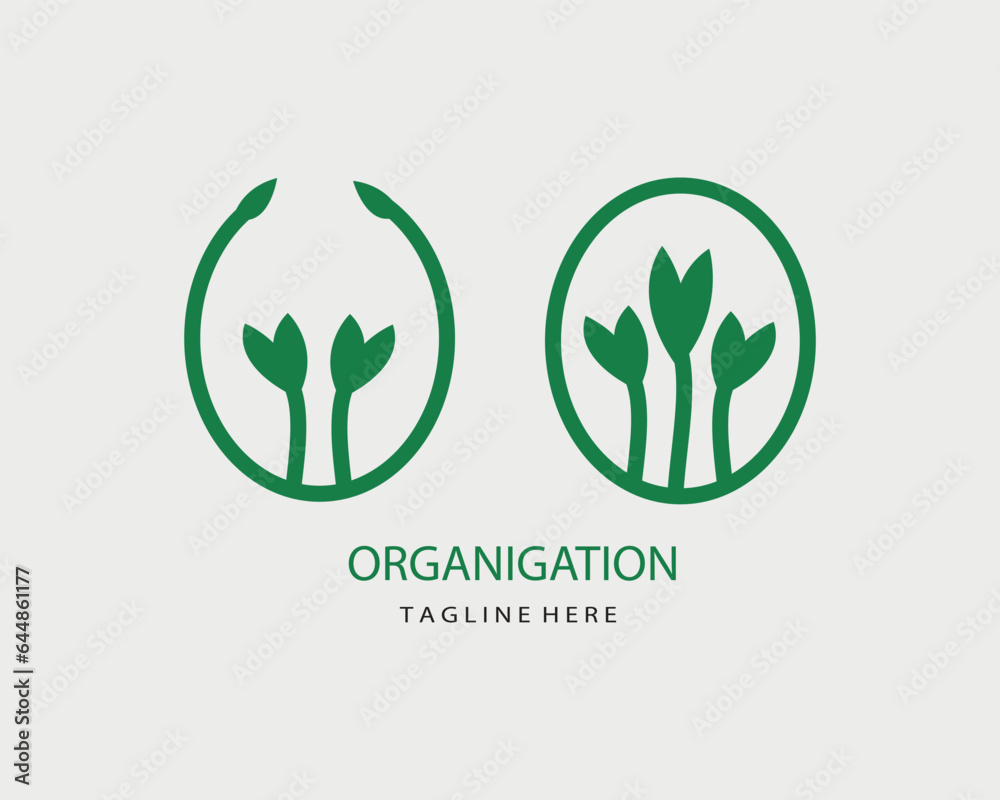 leaf tree circle icon logo vector. green tree saplings logo with round circle. agriculture organization logo. leaf tree circle icon logo vector. green tree saplings logo with round circle. agriculture organization logo.