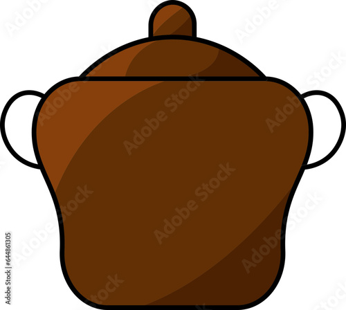 Isolated Cooking Pot Icon In Brown Color.