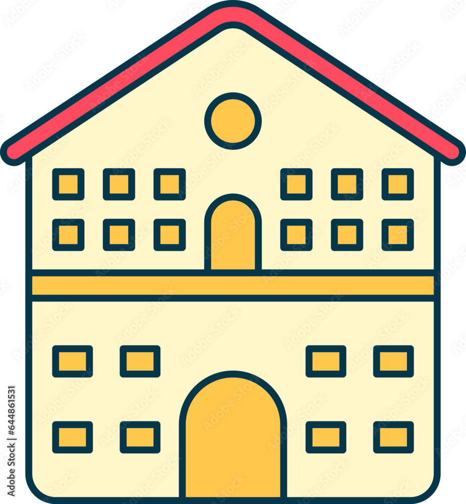 Isolated Home Icon In Red And Yellow Color. Isolated Home Icon In Red And Yellow Color.