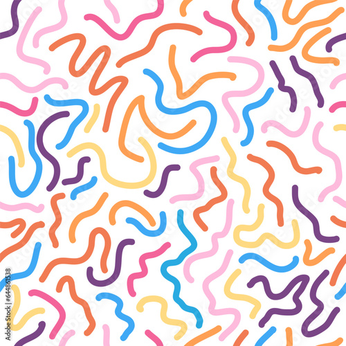 Scribbles. Colorful seamless background with sinuous lines. Minimalistic color pattern for fabric  texture  wallpaper and creative design