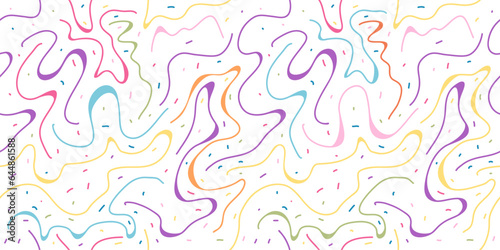 Scribbles. Colorful seamless background with sinuous lines. Minimalistic color pattern for fabric, texture, wallpaper and creative design