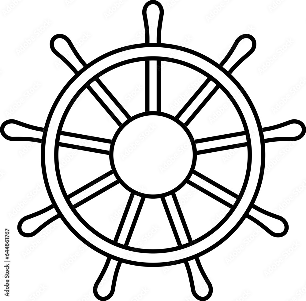 Black Stroke Illustration Of Steering Icon. Black Stroke Illustration Of Steering Icon.