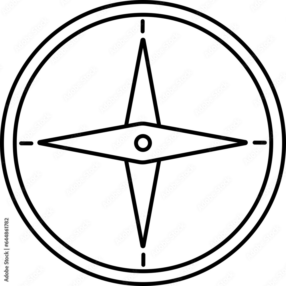Black Linear Art Illustration Of Compass Icon. Black Linear Art Illustration Of Compass Icon.