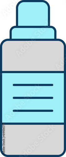 Turquoise And Grey Thermos Bottle Icon In Flat Style.