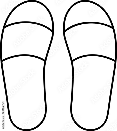 Suede Strap Slipper Icon In Black Outline.
