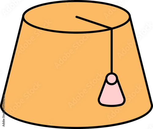 Isolated Fez Hat Icon In Orange Color.