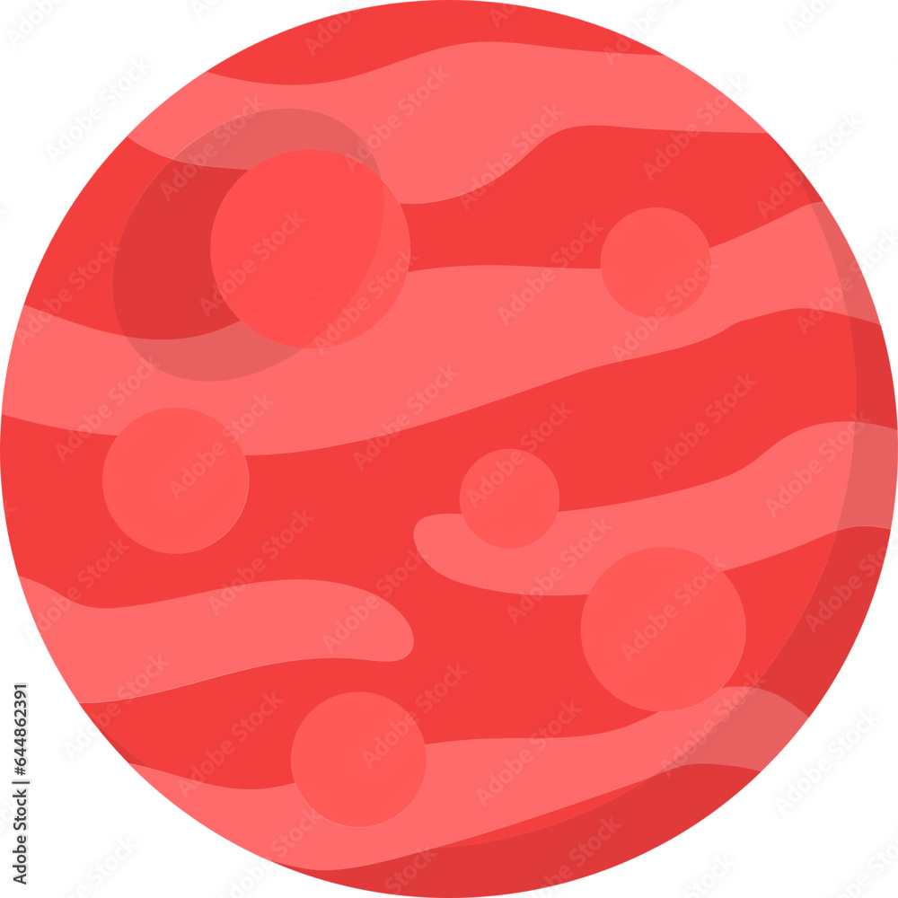 Flat Illustration Of Red Mars Planet Icon. Flat Illustration Of Red Mars Planet Icon.