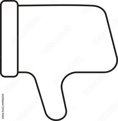 Thumb Down Hand Or Dislike Icon In Stroke Style.