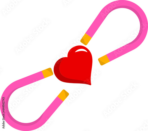 Flat Heart With Magnet Icon In In Red And Pink Color.