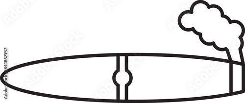 Black Outline Of Burning Cigar Icon.