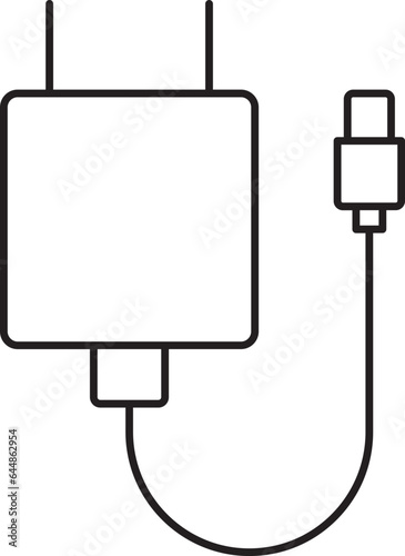 Black Linear Style Usb Charger Icon.