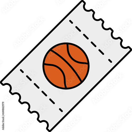 Basket Ball Match Ticket Orange And Grey Icon.