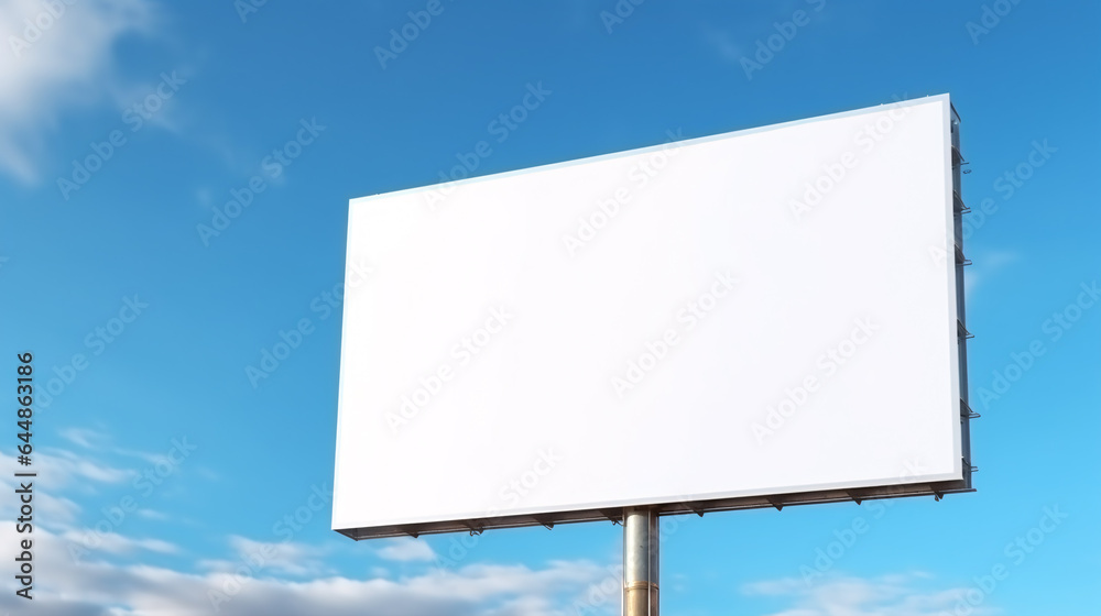 Let your imagination soar: Billboard mock-up framed by a brilliant blue sky. Let your imagination soar: Billboard mock-up framed by a brilliant blue sky.