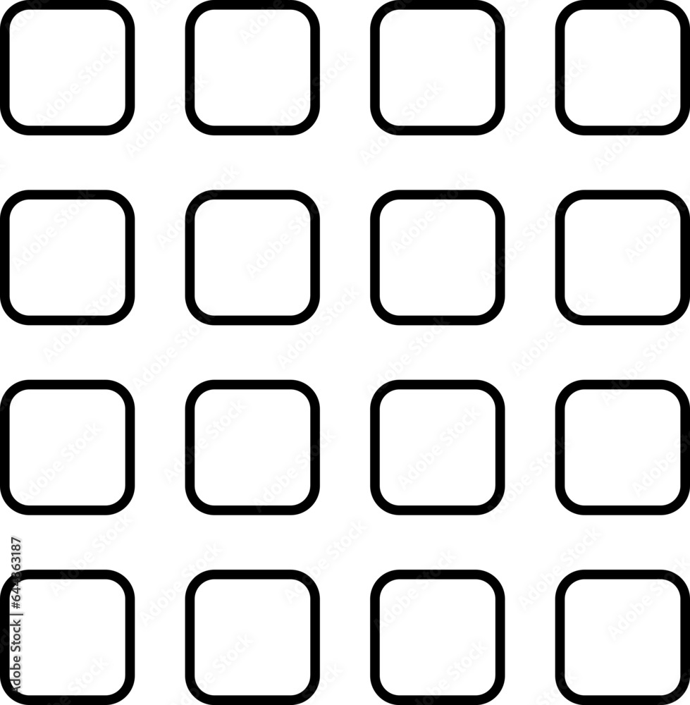 Square Thumbnail Grid Icon In Black Outline.