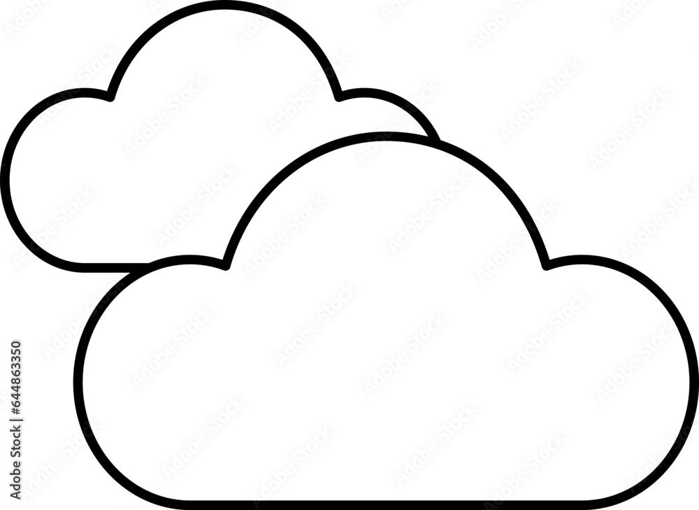 Cloudy Sky Icon In Thin Line Art. Cloudy Sky Icon In Thin Line Art.