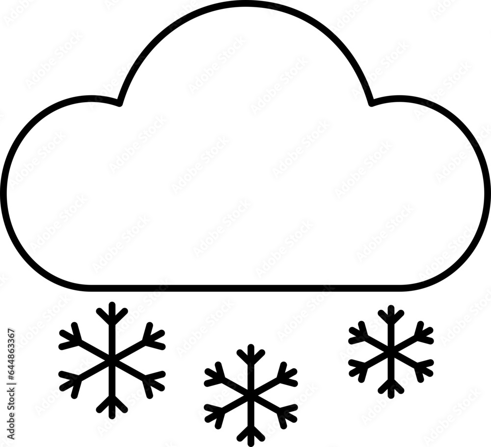 Black Outline Snowfall Cloud Icon Or Symbol. Black Outline Snowfall Cloud Icon Or Symbol.
