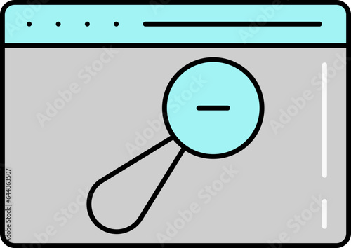 Zoom Out Page Size Grey And Turquoise Icon In Flat Style.