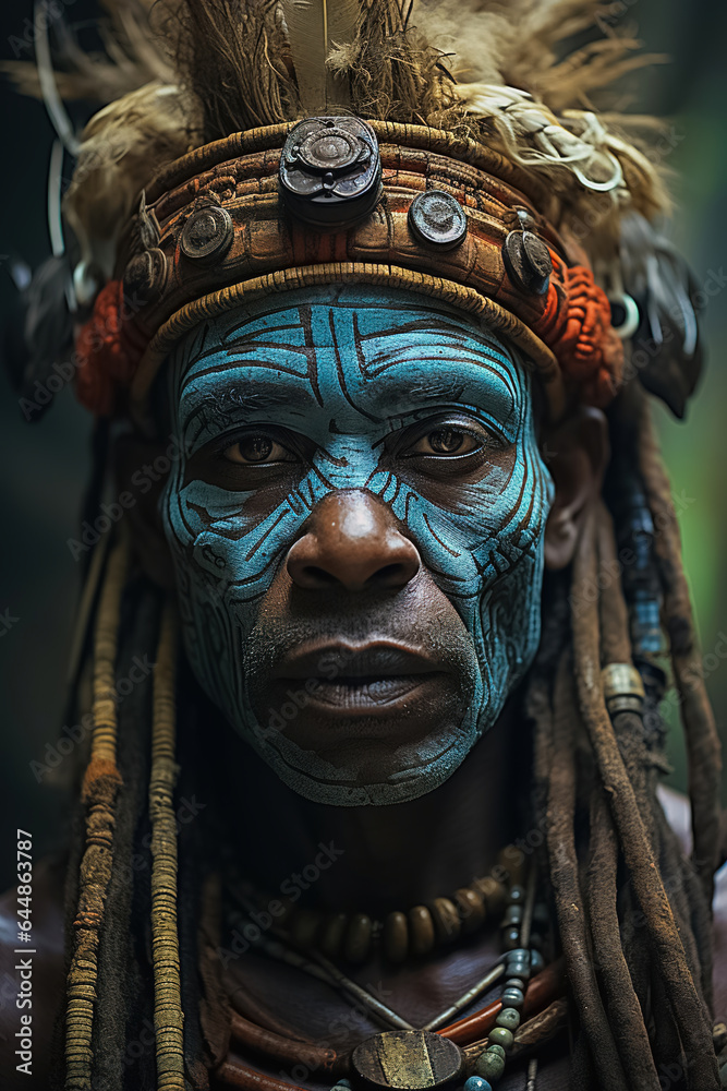 Portrait of the leader of an African tribe.