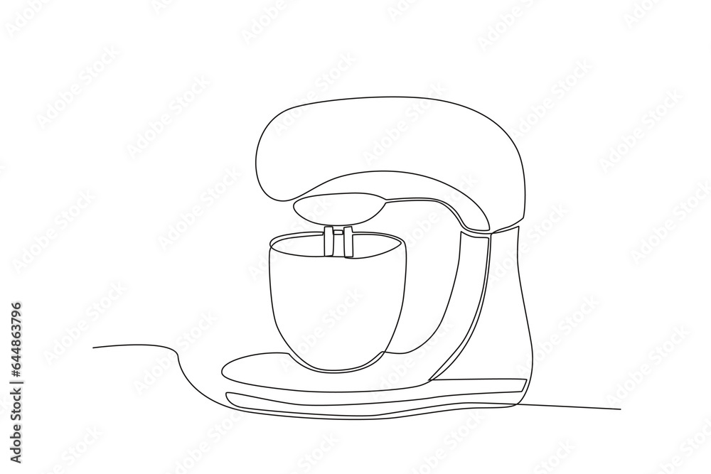 A cookie dough mixer. Cooking and kitchen tools one-line drawing A cookie dough mixer. Cooking and kitchen tools one-line drawing