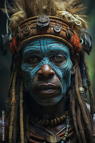 Portrait of the leader of an African tribe.