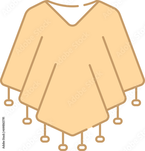 Flat Illustration Of Peach Poncho Icon.