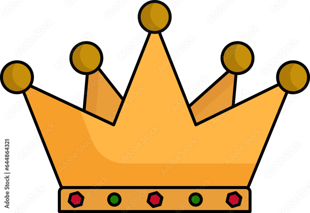 Isolated Orange Crown Icon In Flat Style. Isolated Orange Crown Icon In Flat Style.
