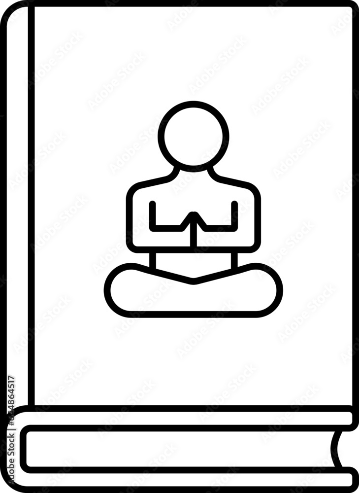 Isolated Yoga Book Icon In Line Art.