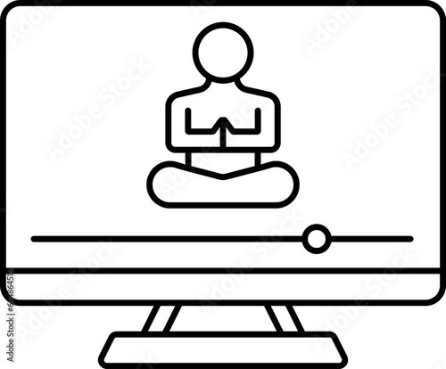 Illustration Of Yoga Day Online Classes Icon In B&w Color.