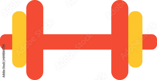 Flat Style Dumbbell Icon In Red And Yellow Color.