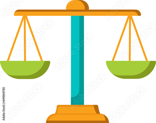 Colorful Balance Scale Icon In Flat Style.