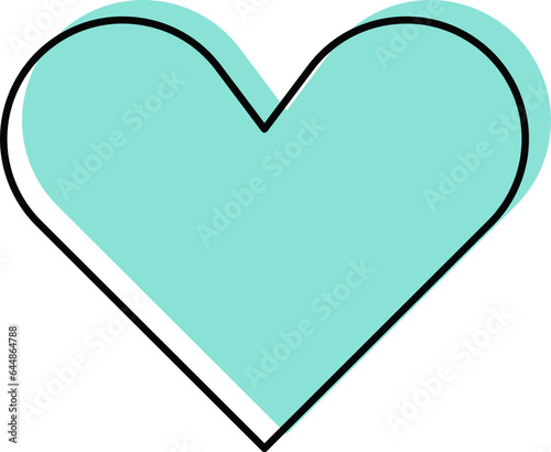 Flat Illustration Of Turquoise Heart Shape Icon.