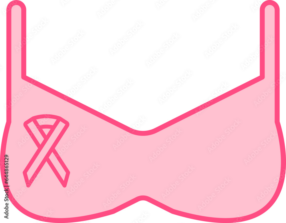 Awareness Ribbon With Bra Pink Symbol Or Icon. Awareness Ribbon With Bra Pink Symbol Or Icon.