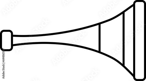 Black Line Art Vuvuzela Or Horn Icon In Flat Style.