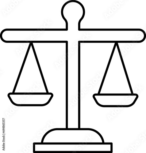 Black Linear Style Balance Scale Icon Or Symbol.