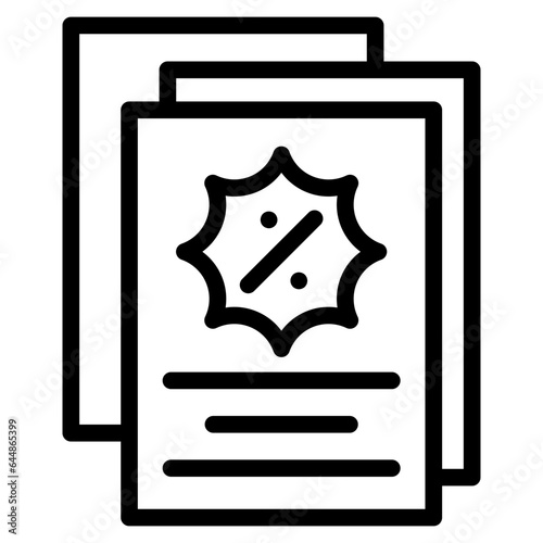 papper with dicount icon line