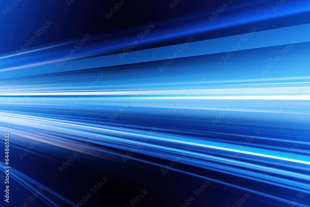 Fast moving blue light with motion blur, stripes, background