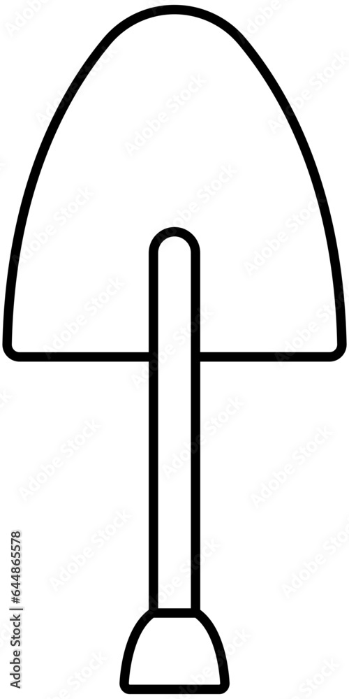 Isolated Shovel Icon In Black Line Art.