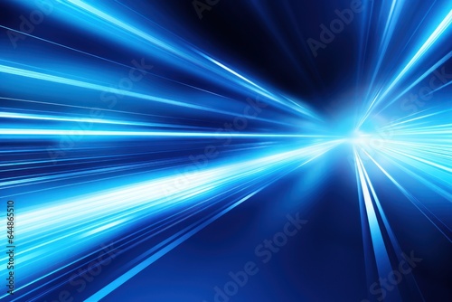 Fast moving blue light with motion blur, stripes, background