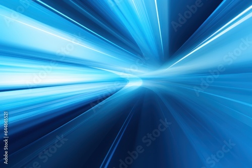 Fast moving blue light with motion blur, stripes, background