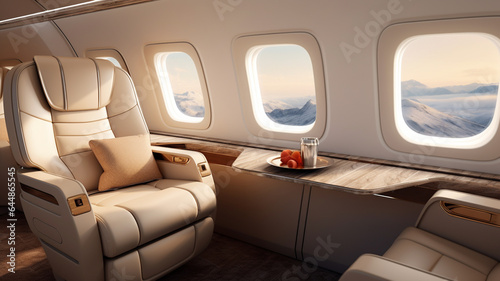 modern luxury private jet class interior. © Daniel