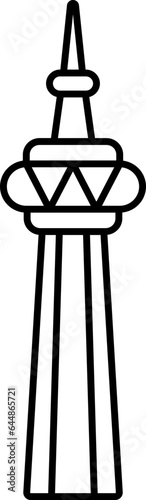 Illustration Of CN Tower Black Linear Icon.