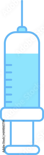 Blue And White Vaccine Or Syringe Flat Icon.